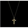 Image 2 : 14KT Yellow Gold 0.25ct Sapphire Cross Pendant With Chain