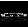 Image 3 : 14KT White Gold 2.38ctw Sapphire and Diamond Bracelet