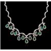 Image 2 : 14KT White Gold 6.50ctw Emerald and Diamond Necklace