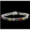 Image 1 : 21.50ctw Multi Color Sapphire Bracelet - 14KT White Gold