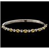 Image 1 : 4.18ctw Yellow Sapphire and Diamond Bangle Bracelet - 18KT White Gold