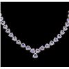 Image 1 : 19.76ctw Tanzanite and Diamond Necklace - 14KT White Gold