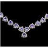 Image 2 : 19.76ctw Tanzanite and Diamond Necklace - 14KT White Gold