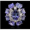 Image 2 : 14KT White Gold 18.66ctw Tanzanite Diamond Ring