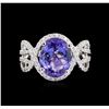 Image 2 : 3.76ct Tanzanite and Diamond Ring - 14KT White Gold