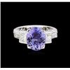 Image 2 : 3.26ct Tanzanite and Diamond Ring - Platinum