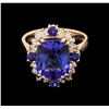 Image 2 : 5.08ct Tanzanite, Blue Sapphire and Diamond Ring - 14KT Rose Gold