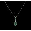 Image 2 : 3.10ctw Emerald and Diamond Pendant With Chain - 14KT White Gold