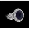 Image 1 : 5.36ct Blue Sapphire and Diamond Ring - 14KT White Gold
