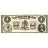 Image 1 : 1800's $1 The Citizens Bank of Louisiana Bank Note