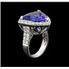 Image 3 : 13.98ct Tanzanite and Diamond Ring - 18KT White Gold