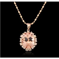 14KT Rose Gold 16.44ct Morganite and Diamond Pendant With Chain