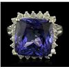 Image 2 : 14KT White Gold 12.95ct GIA Certified Tanzanite and Diamond Ring