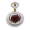 Image 1 : 14KT White Gold 3.87ct Almandite Garnet, Sapphire and Diamond Pendant