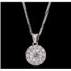 Image 1 : 14KT White Gold 0.96ctw Diamond Pendant With Chain