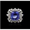 Image 2 : 14KT White Gold 5.12ct Tanzanite and Diamond Ring