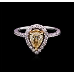 1.37ctw Fancy Yellow Diamond Ring - 14KT White Gold