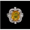 Image 2 : 6.60ct Yellow Sapphire and Diamond Ring - 14KT White Gold