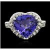 Image 2 : 14KT White Gold 5.91ct Tanzanite and Diamond Ring