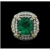 Image 2 : Two-Tone GIA Certified 10.34ctw Emerald and Diamond Ring