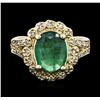 Image 2 : 14KT Yellow Gold 1.89ct Emerald and Diamond Ring