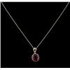 Image 2 : 6.01ctw Ruby and Diamond Pendant With Chain - 14KT Two-Tone Gold