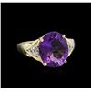 Image 1 : 5.50ct Amethyst and Diamond Ring - 14KT Yellow Gold