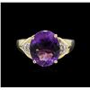 Image 2 : 5.50ct Amethyst and Diamond Ring - 14KT Yellow Gold