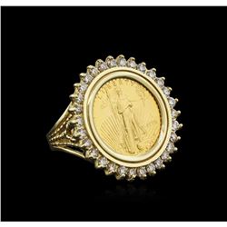 14KT Yellow Gold 0.37ctw Diamond Coin Ring