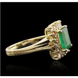 14KT Yellow Gold 1.94ct Emerald and Diamond Ring