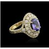 Image 1 : 14KT Yellow Gold 2.05ct Tanzanite and Diamond Ring