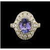 Image 2 : 14KT Yellow Gold 2.05ct Tanzanite and Diamond Ring