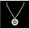 Image 2 : Sterling Silver and Turquoise Medallion Necklace  33.28 grams