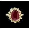 Image 2 : 4.94ct Ruby and Diamond Ring - 14KT Yellow Gold