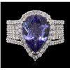 Image 2 : 14KT White Gold 4.81ct Tanzanite and Diamond Ring