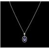 Image 2 : 2.81ct Tanzanite and Diamond Pendant With Chain - 14KT White Gold