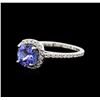 Image 2 : 14KT White Gold 1.11ct Tanzanite and Diamond Ring