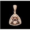 Image 1 : 14KT Rose Gold 3.51ct Morganite and Diamond Pendant