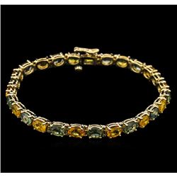 14.97ctw Multi Color Sapphire Bracelet - 14KT Yellow Gold