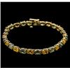 Image 1 : 14.97ctw Multi Color Sapphire Bracelet - 14KT Yellow Gold