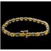 Image 2 : 14.97ctw Multi Color Sapphire Bracelet - 14KT Yellow Gold