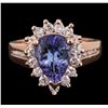 Image 2 : 14KT Rose Gold 2.40ct Tanzanite and Diamond Ring