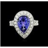 Image 2 : 14KT White Gold 4.26ct Tanzanite and Diamond Ring