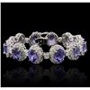 Image 1 : 14KT White Gold 24.72ctw Tanzanite and Diamond Bracelet