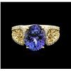 Image 1 : 14KT Yellow Gold 4.98ct Tanzanite and Diamond Ring