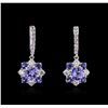 Image 1 : 14KT White Gold 1.98ctw Tanzanite, Sapphire and Diamond Earrings