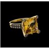 Image 1 : 6.22ct Citrine and Diamond Ring - 14KT Yellow Gold