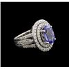 Image 1 : 4.06ct Tanzanite and Diamond Ring - 14KT White Gold