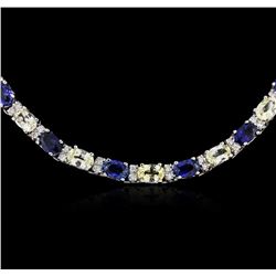 14KT White Gold 28.08ctw Sapphire and Diamond Necklace