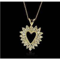 14KT Yellow Gold 1.00ctw Diamond Pendant With Chain